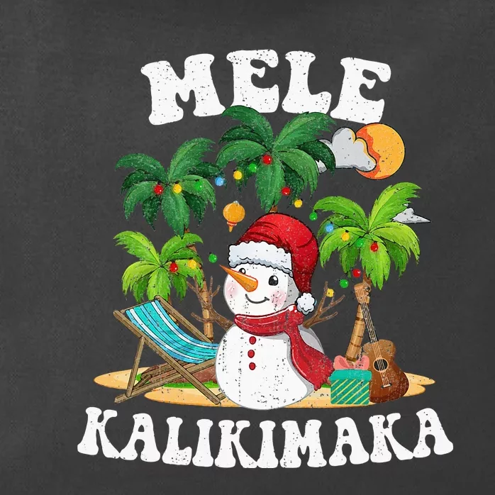 Mele Kalikimaka Hawaii Christmas Snowman Beach Zip Tote Bag