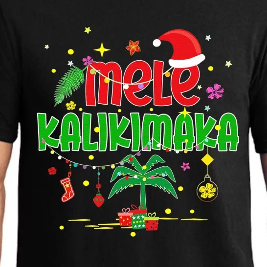 Mele Kalikimaka Hawaiian Christmas Palm Tree Lights Xmas Pajama Set