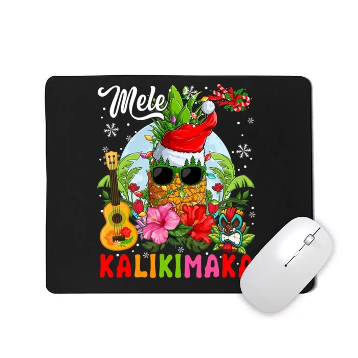 Mele Kalikimaka Hawaiian Floral Santa Pineapple Sunglasses Mousepad