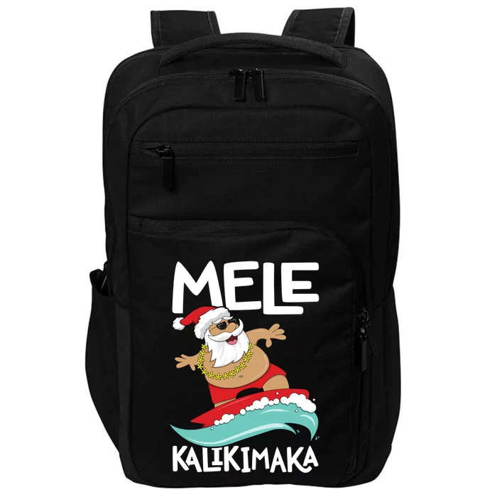 Mele Kalikimaka Hawaiian Christmas Hawaii Surfing Santa Gift Impact Tech Backpack