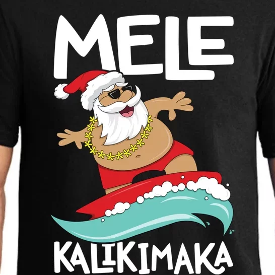 Mele Kalikimaka Hawaiian Christmas Hawaii Surfing Santa Gift Pajama Set