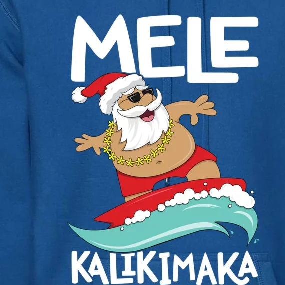 Mele Kalikimaka Hawaiian Christmas Hawaii Surfing Santa Gift Premium Hoodie