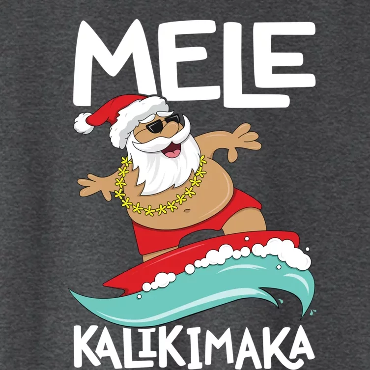 Mele Kalikimaka Hawaiian Christmas Hawaii Surfing Santa Gift Women's Crop Top Tee