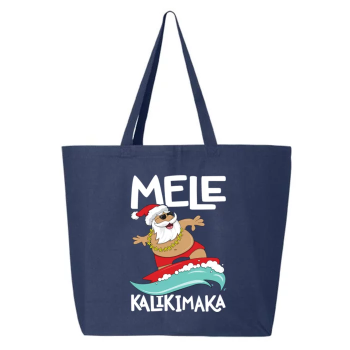 Mele Kalikimaka Hawaiian Christmas Hawaii Surfing Santa Gift 25L Jumbo Tote