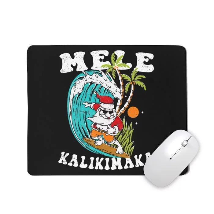 Mele Kalikimaka Hawaii Christmas Surfing Santa Mousepad