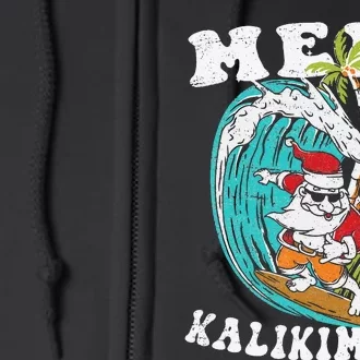 Mele Kalikimaka Hawaii Christmas Surfing Santa Full Zip Hoodie