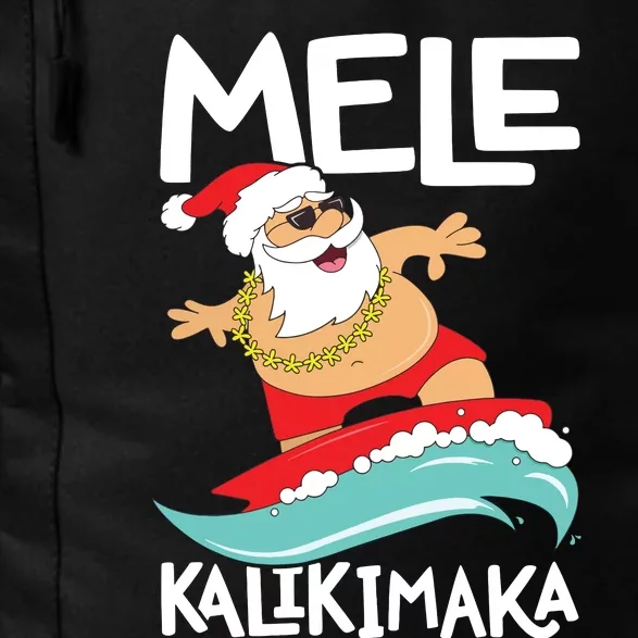 Mele Kalikimaka Hawaiian Christmas Hawaii Surfing Santa Short Sleeve Black Daily Commute Backpack