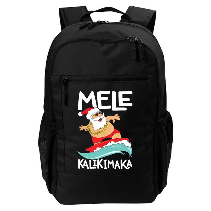 Mele Kalikimaka Hawaiian Christmas Hawaii Surfing Santa Short Sleeve Black Daily Commute Backpack