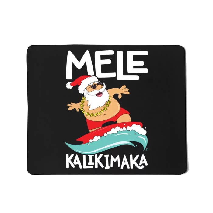 Mele Kalikimaka Hawaiian Christmas Hawaii Surfing Santa Short Sleeve Black Mousepad