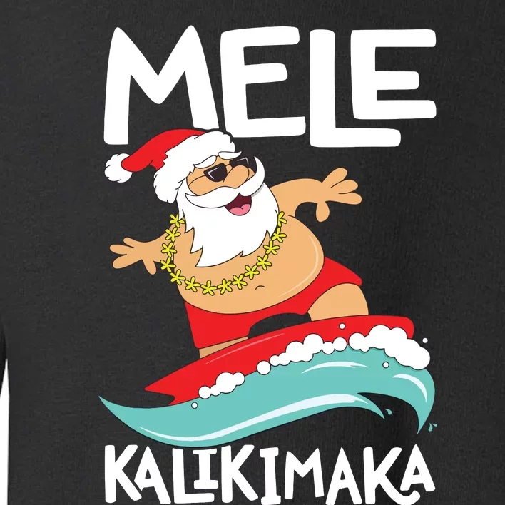 Mele Kalikimaka Hawaiian Christmas Hawaii Surfing Santa Short Sleeve Black Toddler Sweatshirt