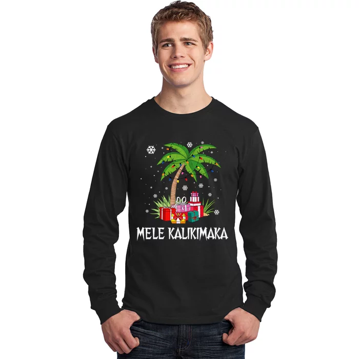 Mele Kalikimaka Hawaiian Christmas Palm Tree Family Pajamas Long Sleeve Shirt