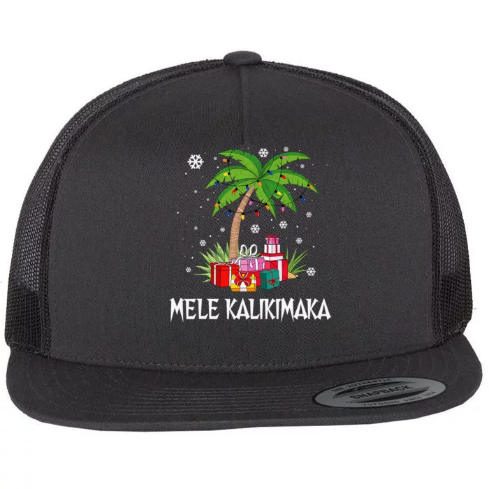 Mele Kalikimaka Hawaiian Christmas Palm Tree Family Pajamas Flat Bill Trucker Hat