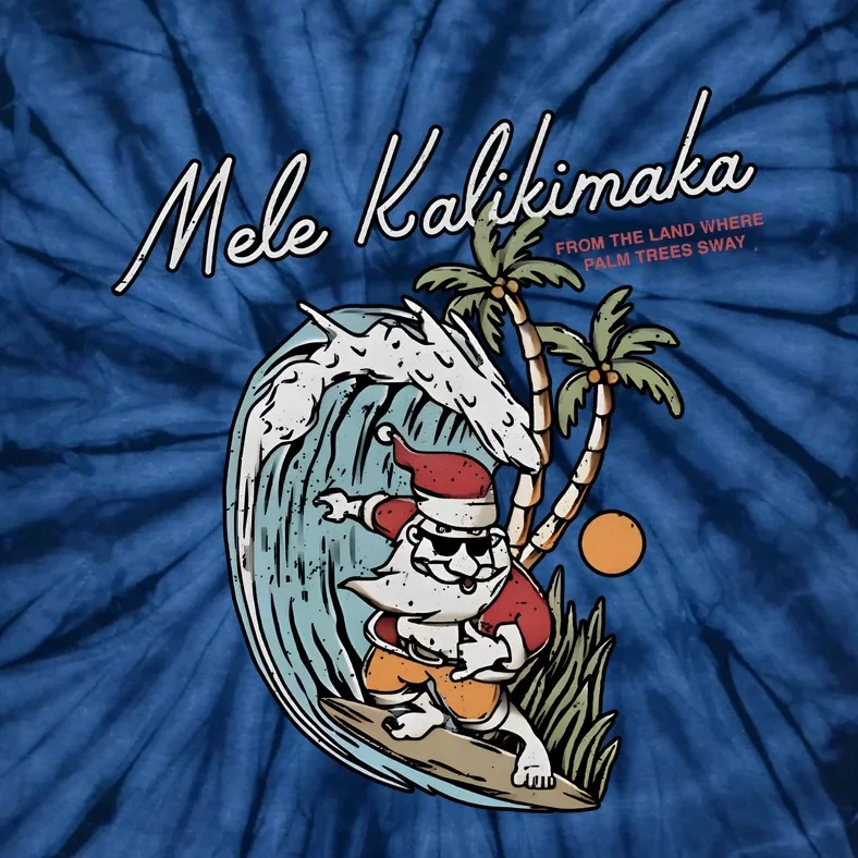 Mele Kalikimaka Hawaii Surfing Santa Christmas Hawaiian Tie-Dye T-Shirt