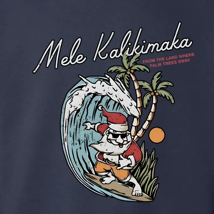 Mele Kalikimaka Hawaii Surfing Santa Christmas Hawaiian Toddler Hoodie