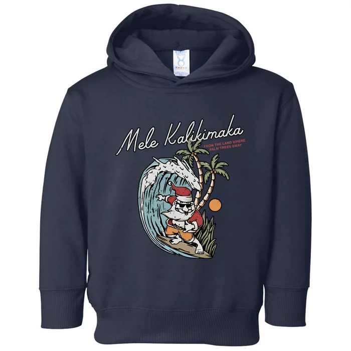 Mele Kalikimaka Hawaii Surfing Santa Christmas Hawaiian Toddler Hoodie