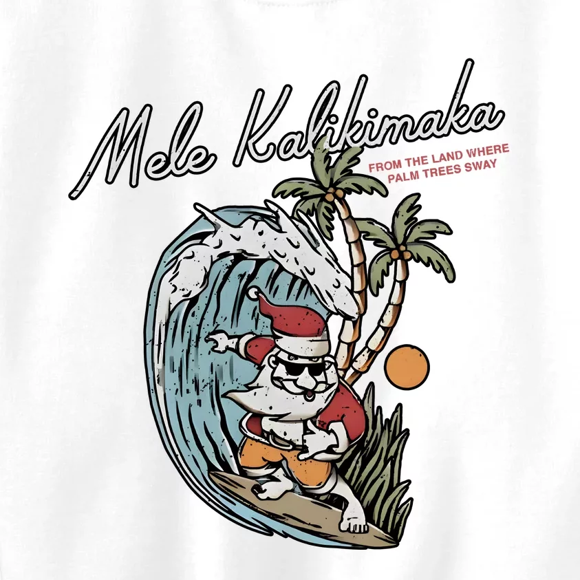 Mele Kalikimaka Hawaii Surfing Santa Christmas Hawaiian Kids Sweatshirt