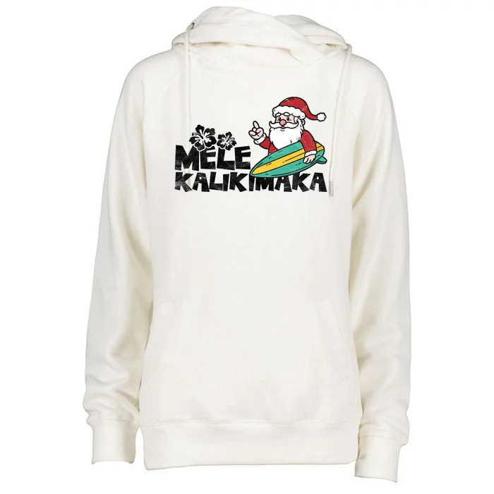 Mele Kalikimaka Hawaiian Christmas Womens Funnel Neck Pullover Hood