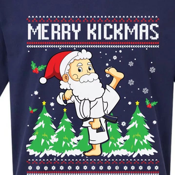 Merry Kickmas Karate Jiu Jitsu Martial Arts Christmas Sueded Cloud Jersey T-Shirt