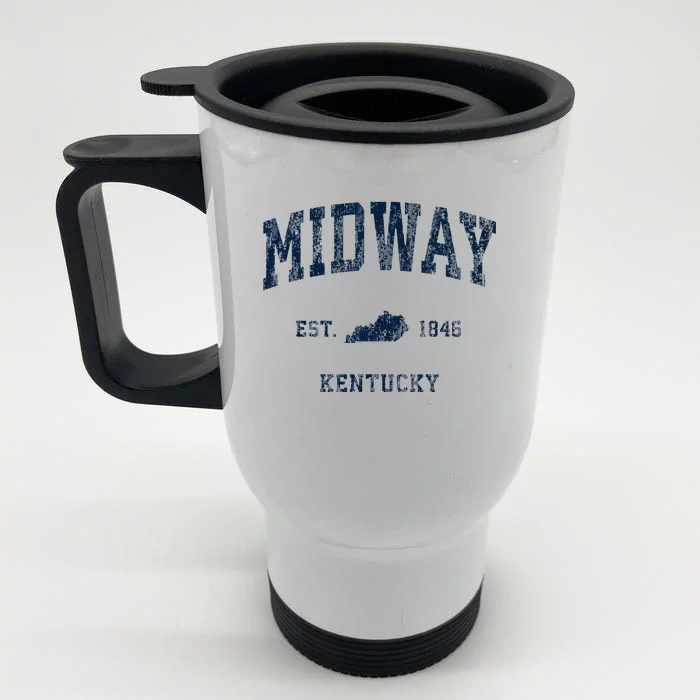 Midway Kentucky Ky Vintage Athletic Sports Design Front & Back Stainless Steel Travel Mug