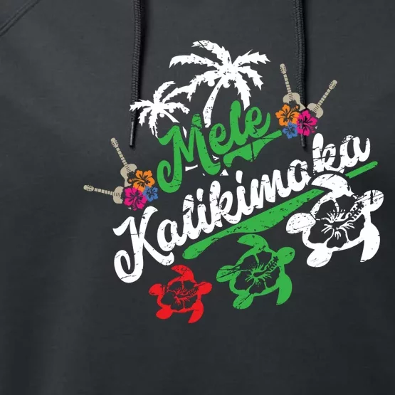 Mele Kalikimaka Long Sleeve Fun Merry Christmas Long Sleeve Performance Fleece Hoodie