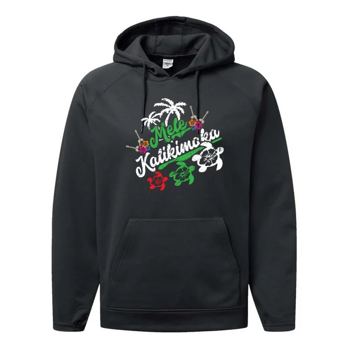 Mele Kalikimaka Long Sleeve Fun Merry Christmas Long Sleeve Performance Fleece Hoodie