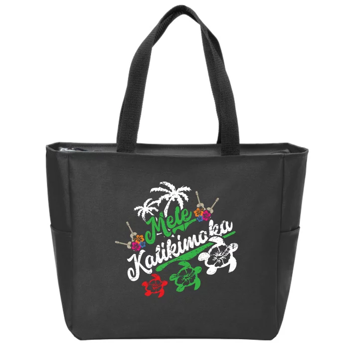 Mele Kalikimaka Long Sleeve Fun Merry Christmas Long Sleeve Zip Tote Bag