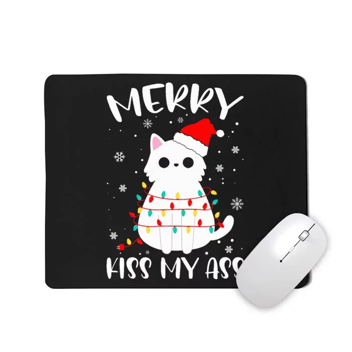 Merry Ki.ss My Ass Christmas Theme Cat Lovers Gifts for Cat Mousepad