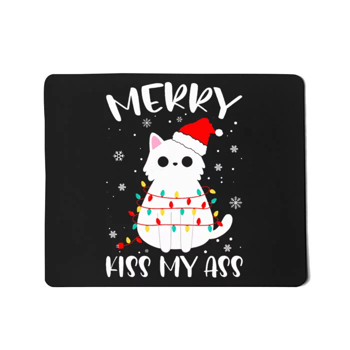 Merry Ki.ss My Ass Christmas Theme Cat Lovers Gifts for Cat Mousepad