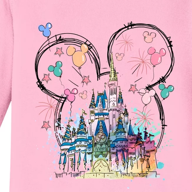 Magical Kingdom Mouse Ear Castle Baby Long Sleeve Bodysuit