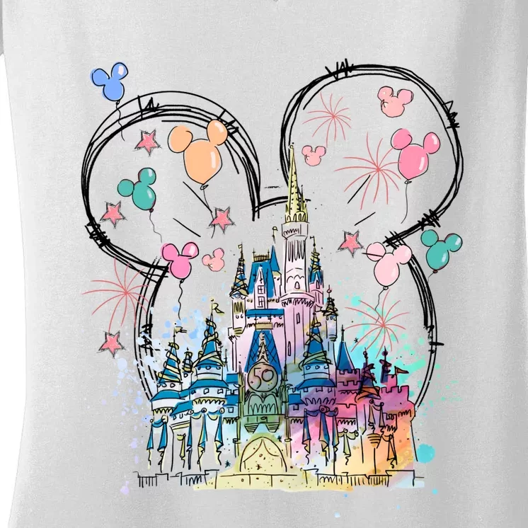 Magical Kingdom Mouse Ear Castle Women's V-Neck T-Shirt