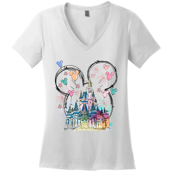 Magical Kingdom Mouse Ear Castle Women's V-Neck T-Shirt