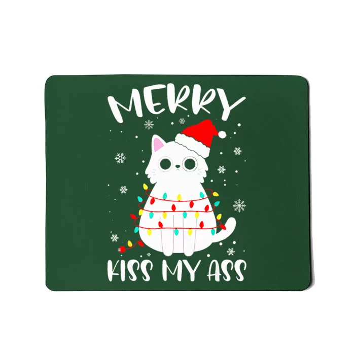 Merry K.iss My Ass Christmas Theme Cat Lovers Gifts for Cat Mousepad