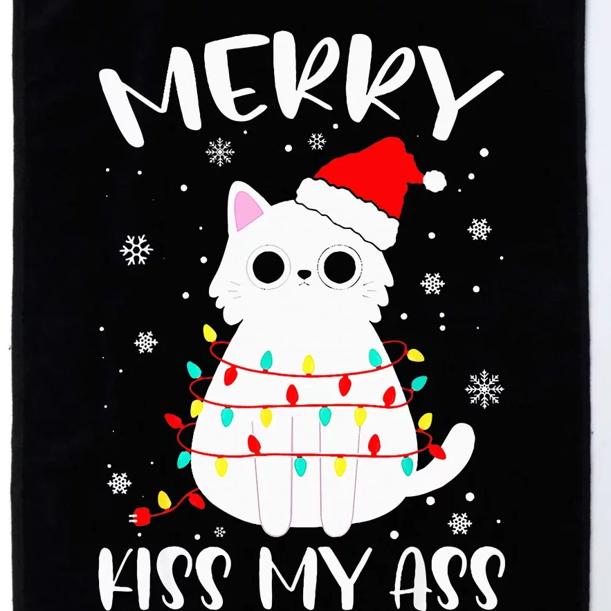 Merry Kis.s My Ass Christmas Theme Cat Lovers Gifts for Cat Platinum Collection Golf Towel