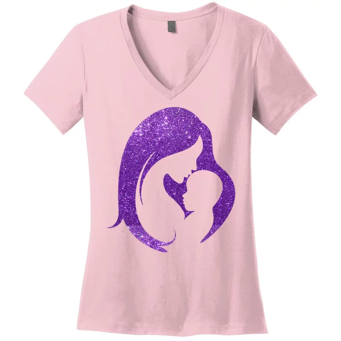 Mother Kissing Newborn Baby Cute Gift Women's V-Neck T-Shirt