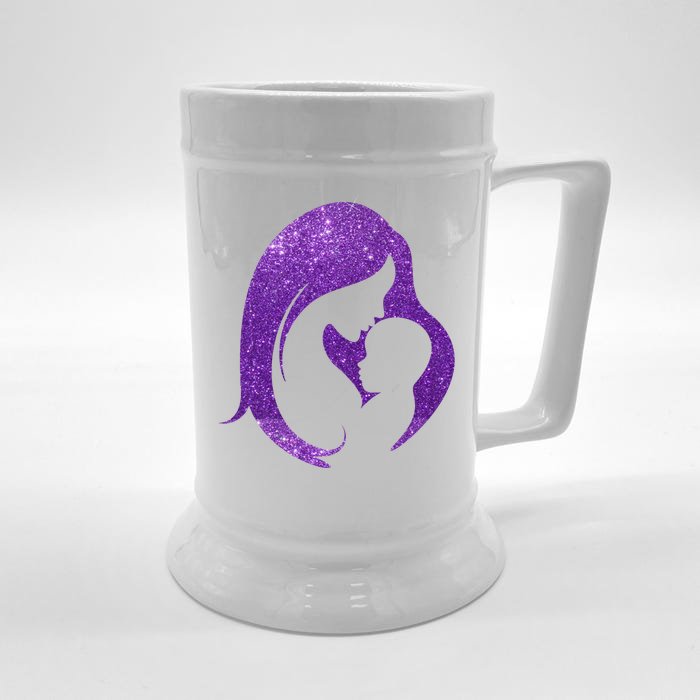 Mother Kissing Newborn Baby Cute Gift Front & Back Beer Stein