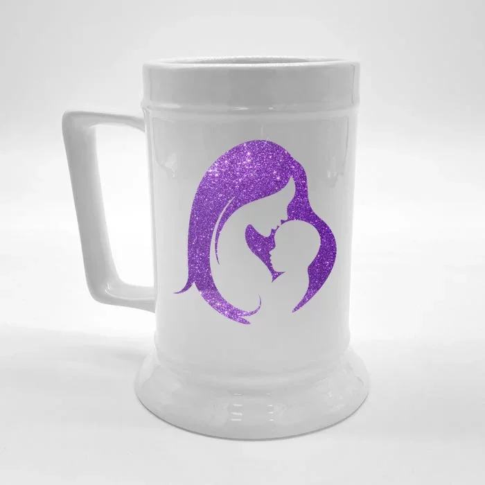 Mother Kissing Newborn Baby Cute Gift Front & Back Beer Stein