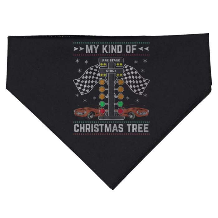 My Kind Of Christmas Tree Drag Racing Ugly Christmas USA-Made Doggie Bandana