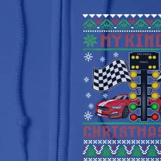 My Kind Of Christmas Tree Drag Racing Ugly Christmas Sweater Gift Full Zip Hoodie