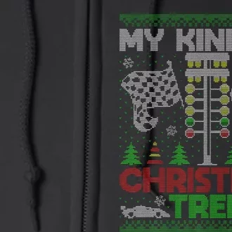 My Kind Of Christmas Tree Drag Racing Ugly Xmas Sweater Full Zip Hoodie