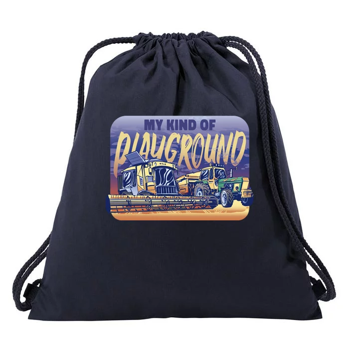 My Kind Of Playground Tractor Farm Drawstring Bag