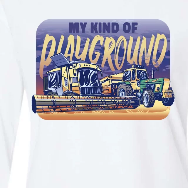 My Kind Of Playground Tractor Farm Womens Cotton Relaxed Long Sleeve T-Shirt