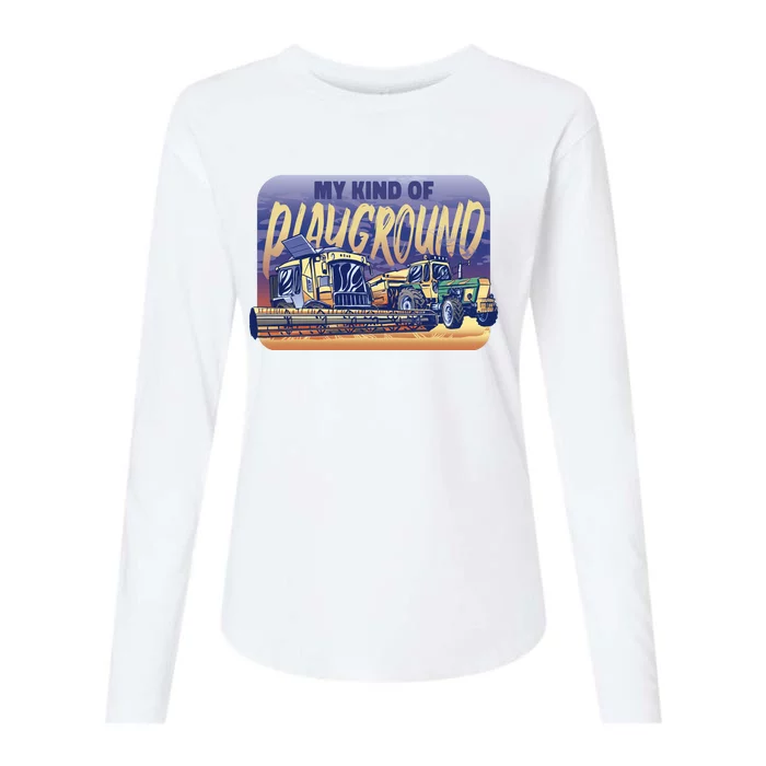 My Kind Of Playground Tractor Farm Womens Cotton Relaxed Long Sleeve T-Shirt