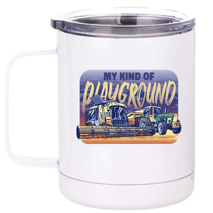 My Kind Of Playground Tractor Farm Front & Back 12oz Stainless Steel Tumbler Cup