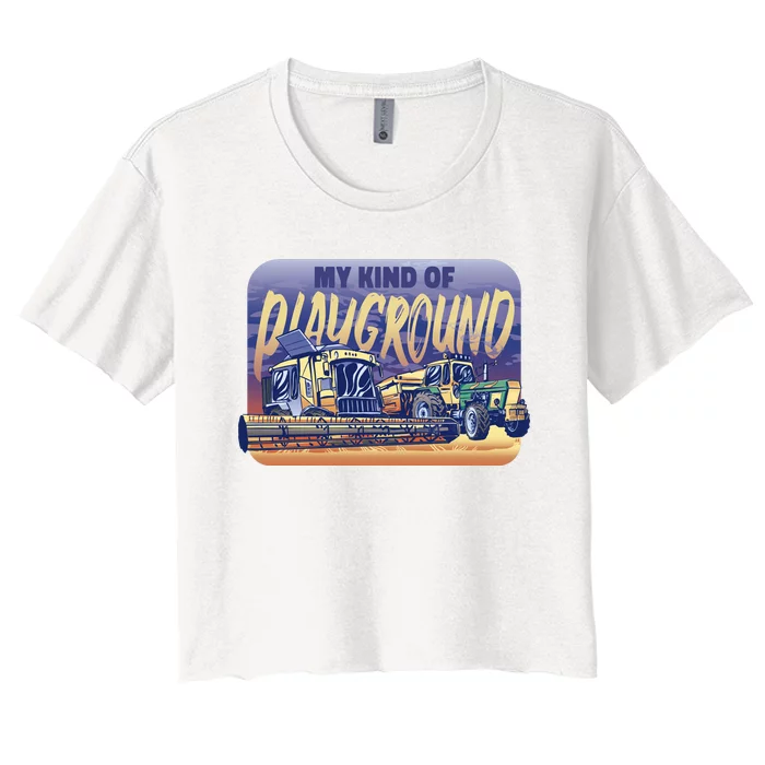 My Kind Of Playground Tractor Farm Women's Crop Top Tee