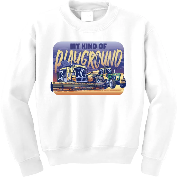 My Kind Of Playground Tractor Farm Kids Sweatshirt