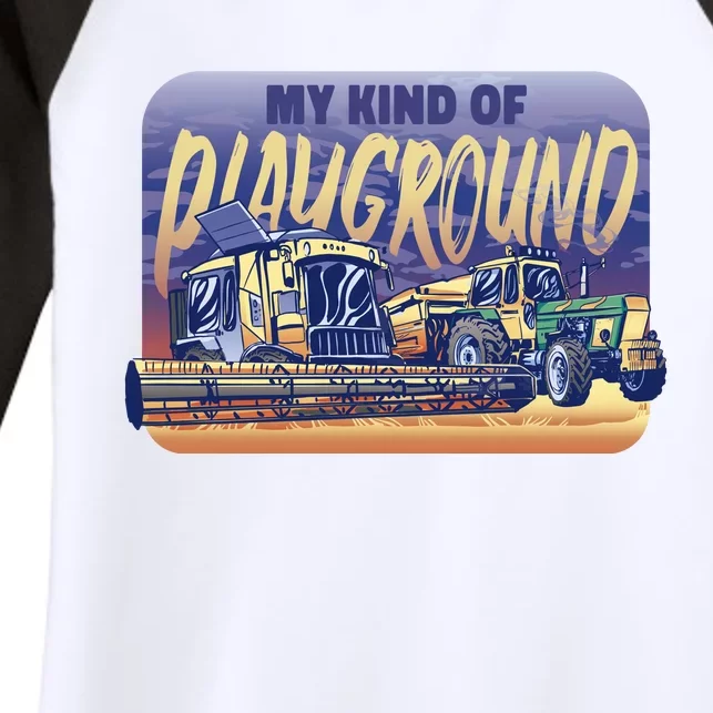 My Kind Of Playground Tractor Farm Women's Tri-Blend 3/4-Sleeve Raglan Shirt