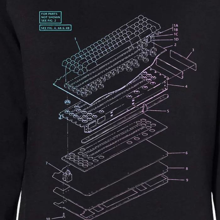 Mechanical Keyboard Patent Drawing Graphic Design Art Womens California Wash Sweatshirt