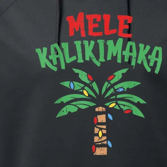 Mele Kalikimaka Palm Tree Shirts Hawaiian Christmas In July Performance Fleece Hoodie