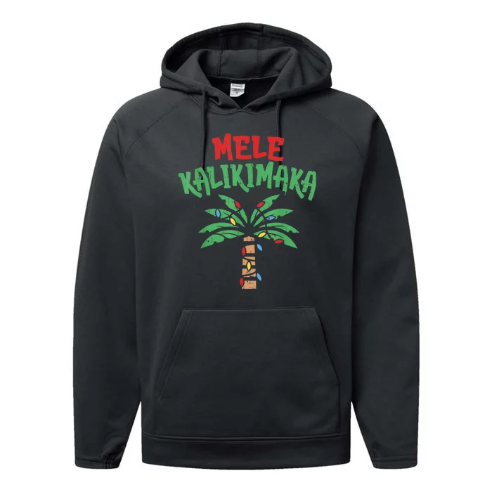 Mele Kalikimaka Palm Tree Shirts Hawaiian Christmas In July Performance Fleece Hoodie