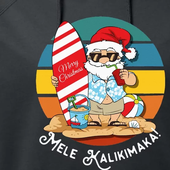 Mele Kalikimaka Retro Hawaiian Christmas In July Performance Fleece Hoodie